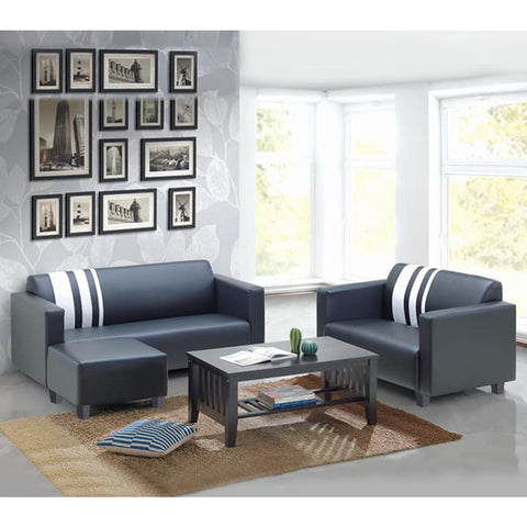 Image of Louis 2/3 Seater Faux Leather Sofa With Ottoman In 6 Colours
