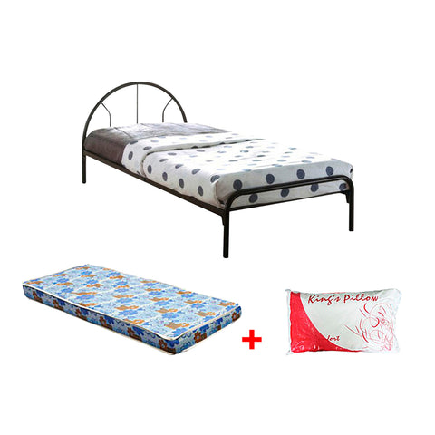 Image of Pegus Metal Bed Frame With 4" Foam Mattress In Single Size