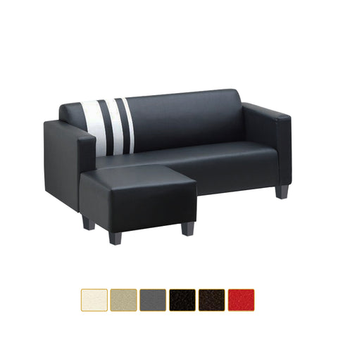 Image of Louis 2/3 Seater Faux Leather Sofa With Ottoman In 6 Colours