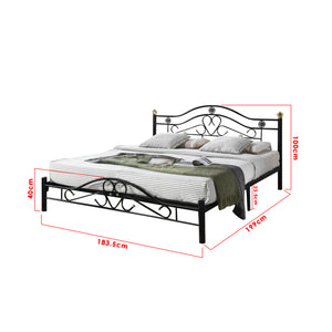 Leemi King Size Metal Bed Frame in Black Colour with Mattress Option