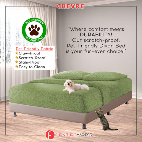 Image of Chevre Divan Bed Frame Pet Friendly Scratch-proof Fabric 16 Colours - With Mattress Add-On Options