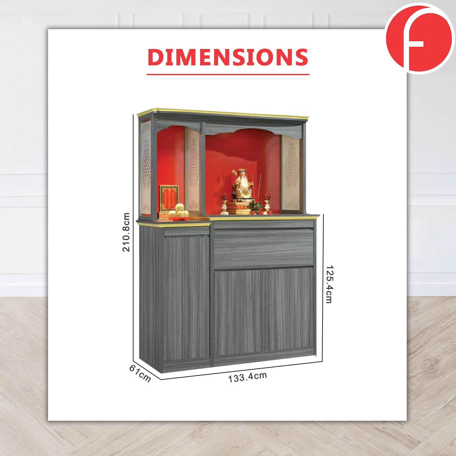 Chase Oriental Altar Table with Top Altar Cabinet Fire Resistant Laminated MDF Board