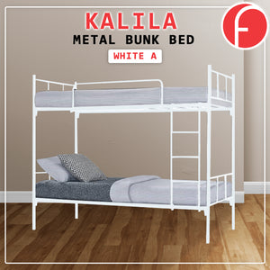 Kalila Metal Double Decker Bed Frame With Mattress + Pillow Package In Black & White Color