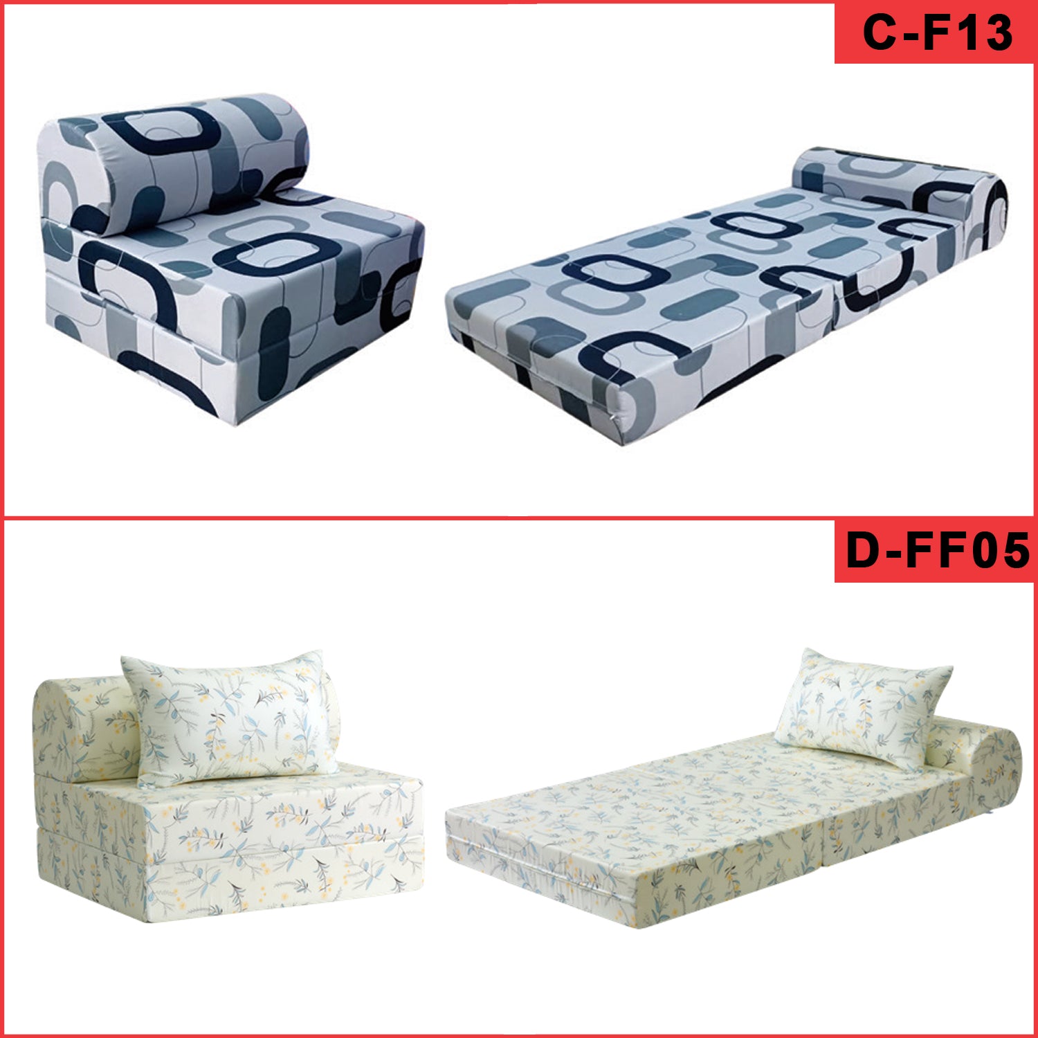 Viro 2 in 1 Convertible Sofa Beds 5 Designs In Single, Super Single, And Queen Size