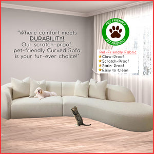 Perla Series Curved Shaped Sofa Pet Friendly Scratch And Water Proof Fabric in 16 Colours