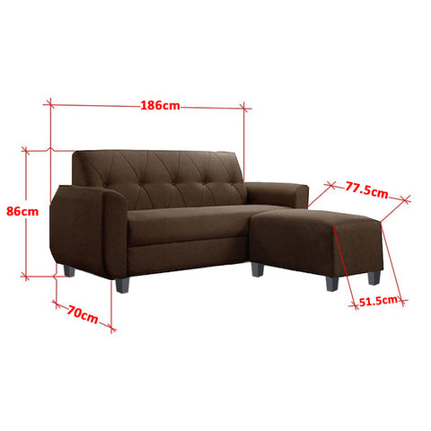 Image of Murray 3 Seater Fabric Sofa with Stool In 7 Colours