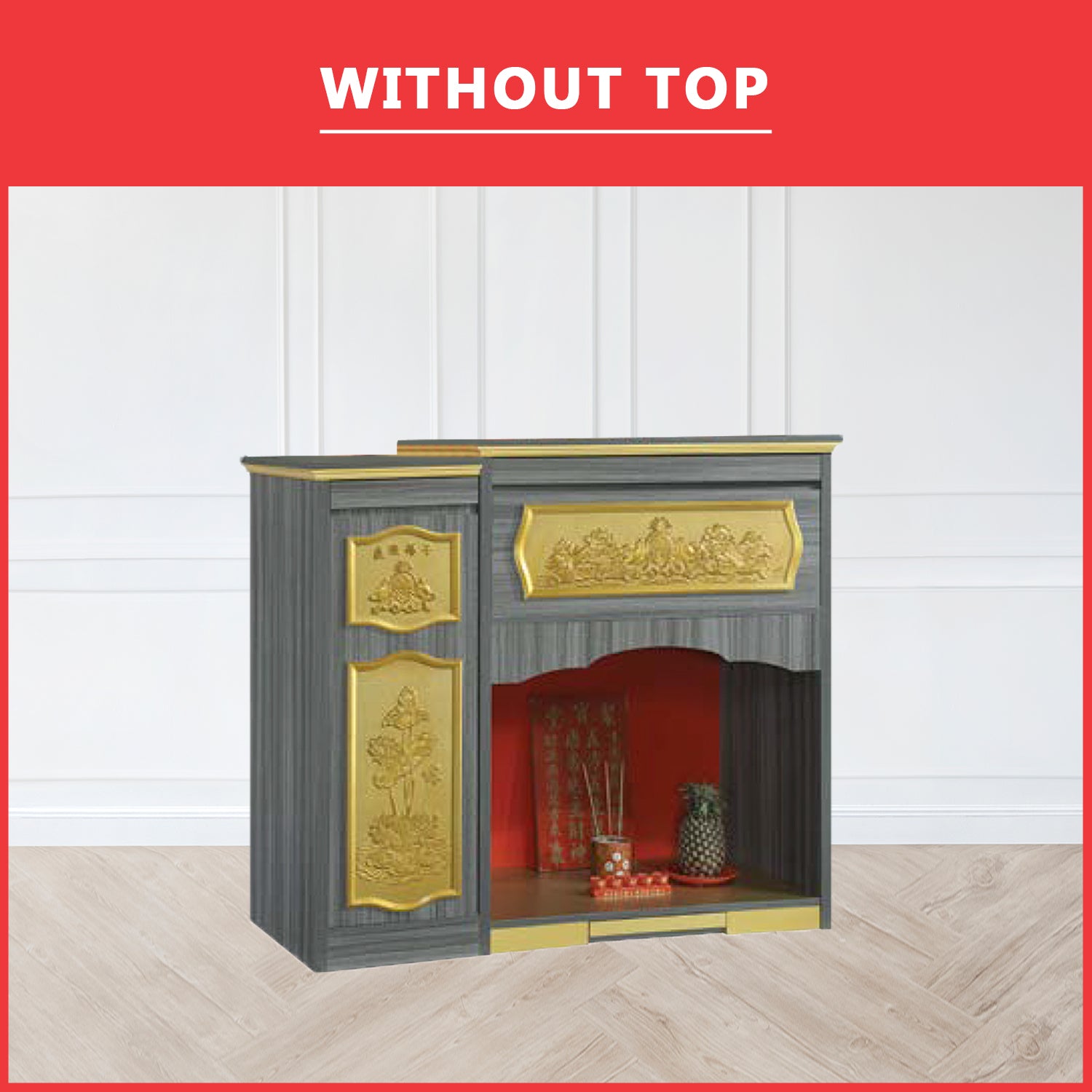 Mabel Oriental Altar Table with Top Altar Cabinet Fire Resistant Altar Cabinet