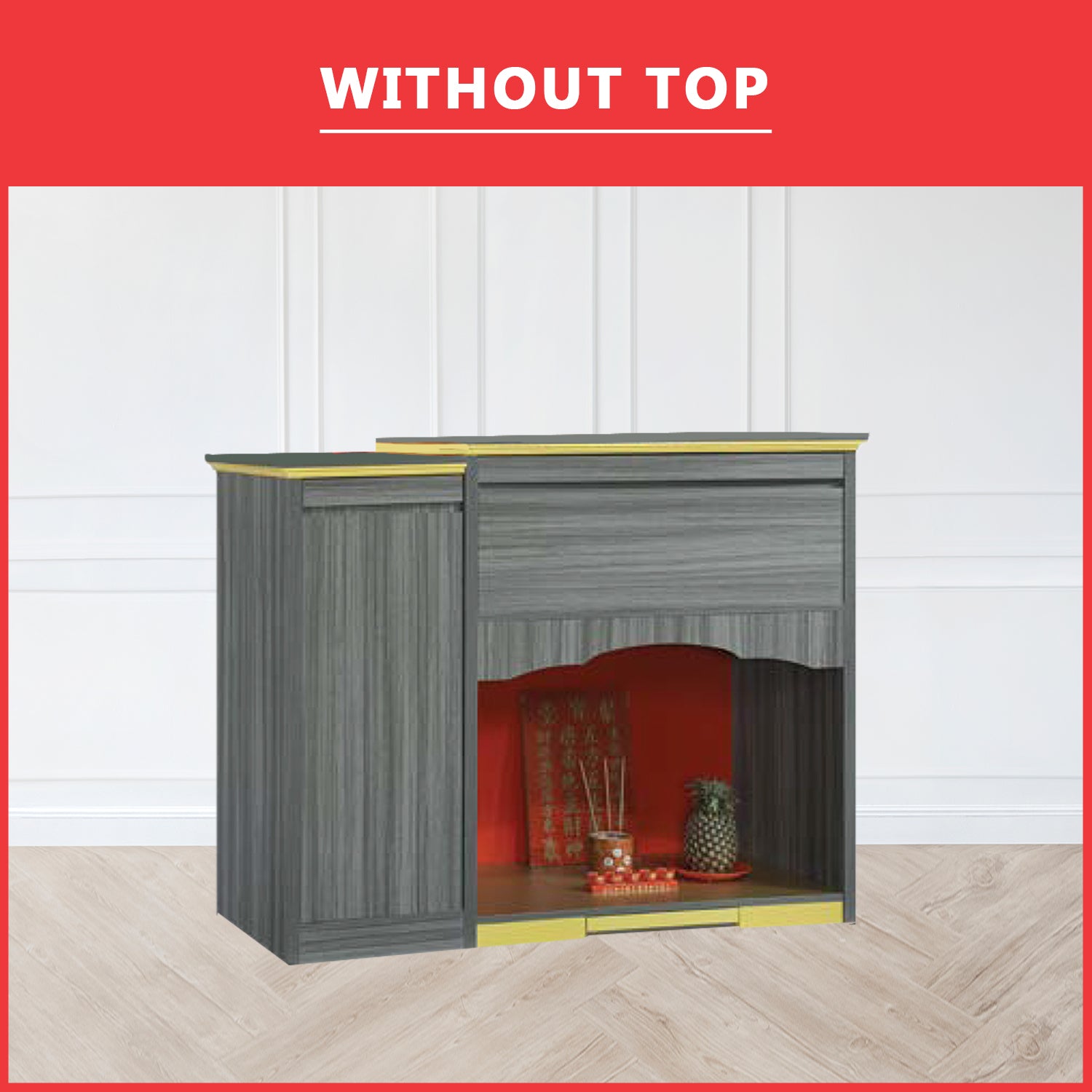 Bowen Oriental Altar Table with Top Altar Cabinet Fire Resistant Laminated Board