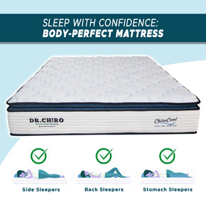 DR Chiro CHIRO COOL 12" 7-Zone Pocketed Spring Mattress - Natural Latex and Ice Silk Cooling Fabric