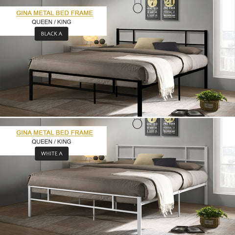 Image of Gina Metal Bed Frame in White And Black Colors - All Sizes Available