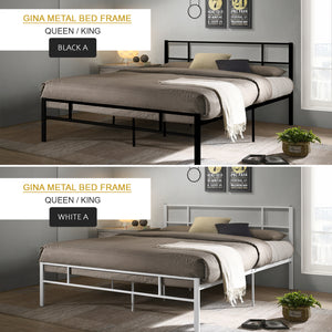 Gina Metal Bed Frame in White And Black Colors - All Sizes Available