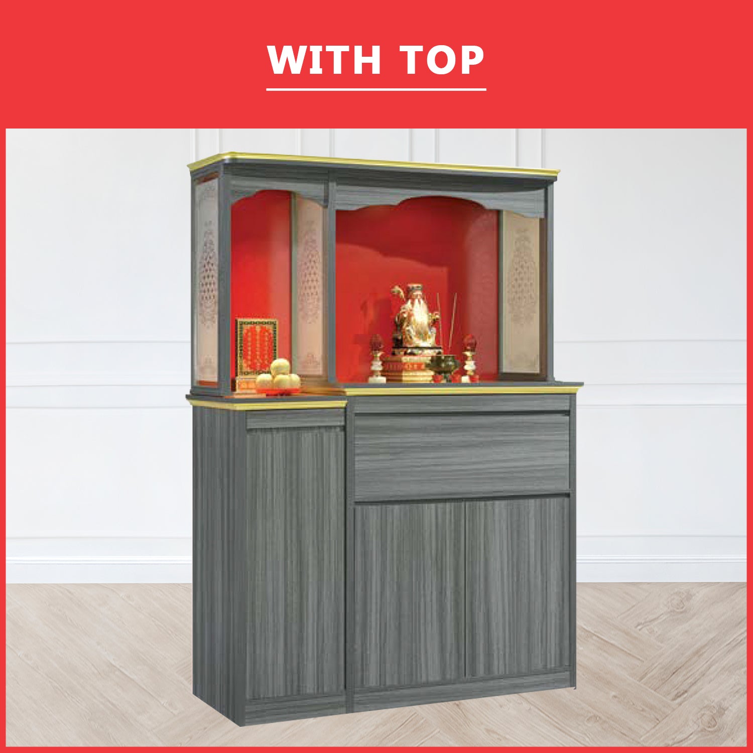 Chase Oriental Altar Table with Top Altar Cabinet Fire Resistant Laminated MDF Board