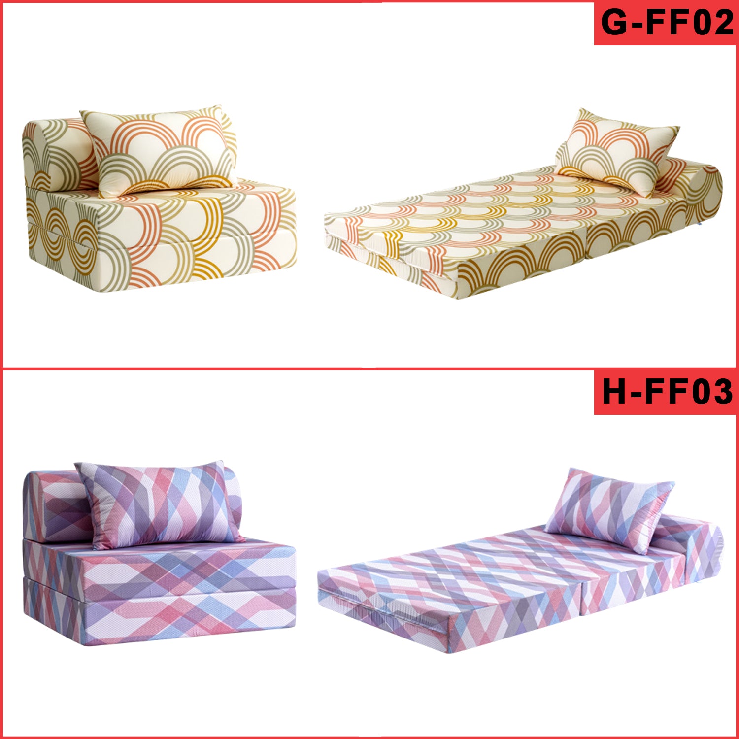 Viro 2 in 1 Convertible Sofa Beds 5 Designs In Single, Super Single, And Queen Size