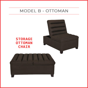 Harny 1-Seater Ottoman Storage Sofa in Brown Fabric