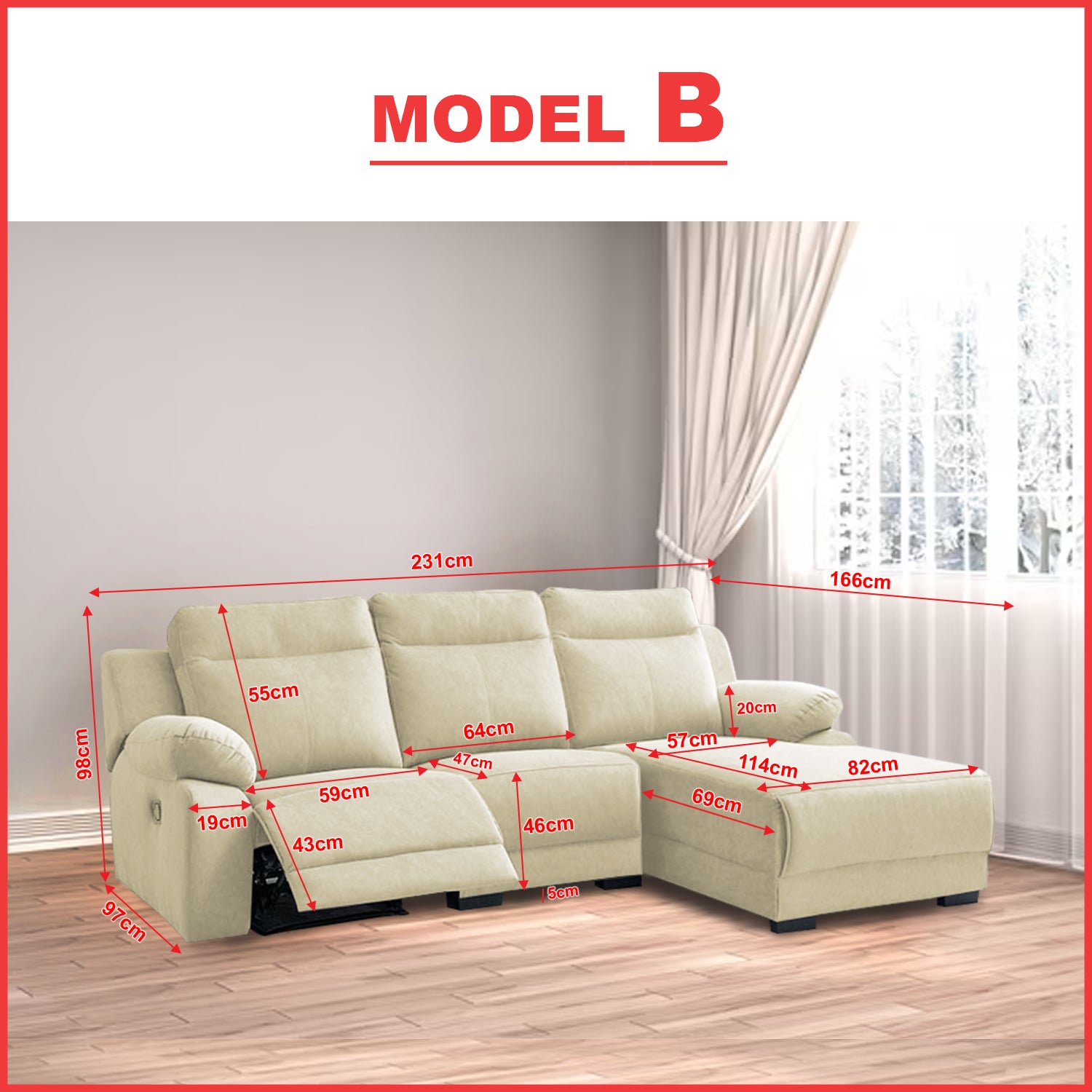 Drazie L-shaped Reclining Sofa Pocketed Spring & Coffee Table in Claw Resistant Pet-Friendly Fabric/Leather