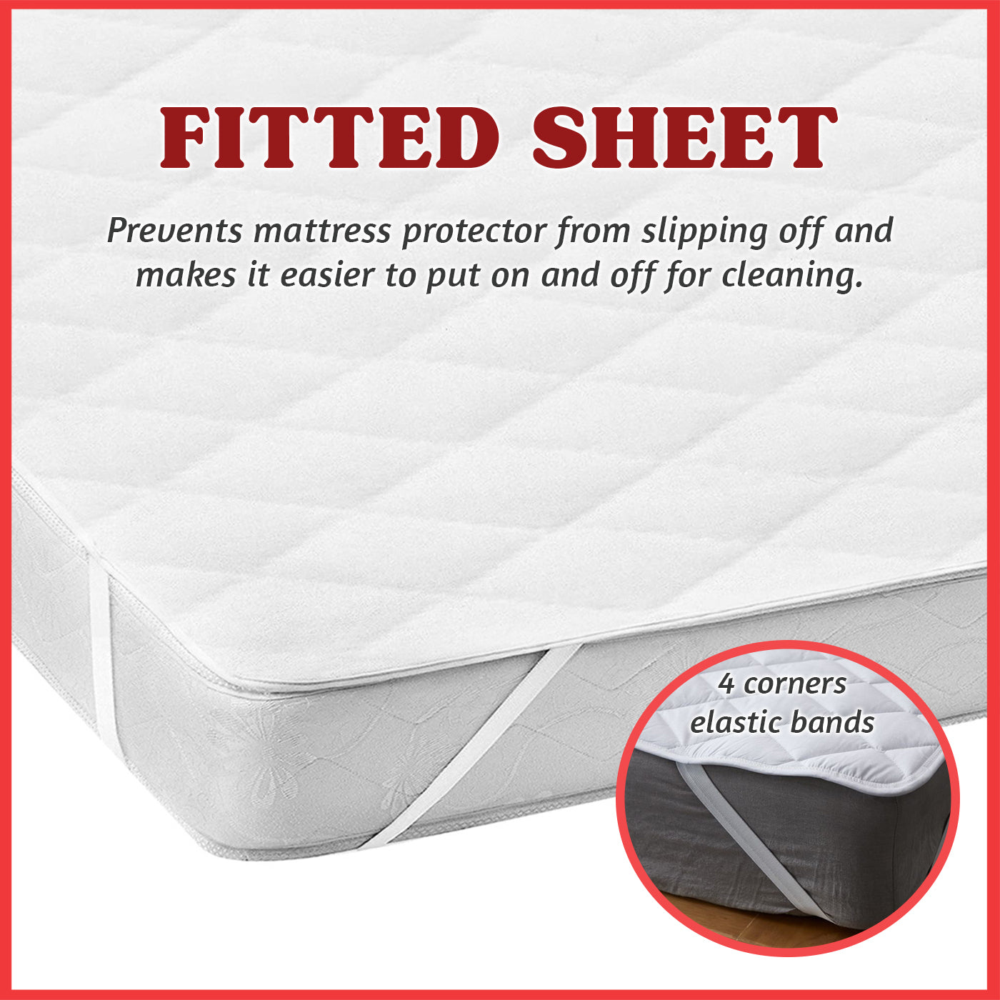 Diomire Mattress Protector Anti Dust-mite Mattress Topper with Elastic Band - All Sizes Available