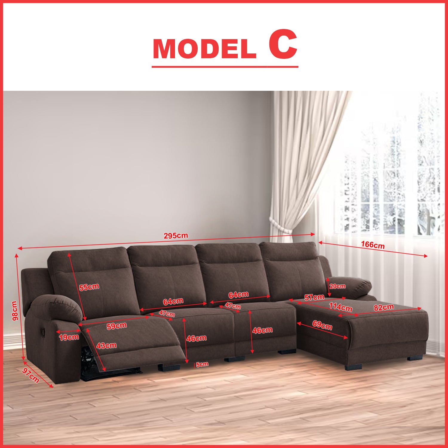 Drazie L-shaped Reclining Sofa Pocketed Spring & Coffee Table in Claw Resistant Pet-Friendly Fabric/Leather