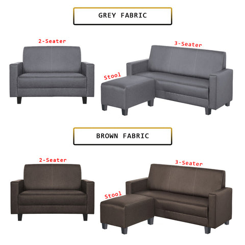 Image of Dorcas 2/3 Seater Fabric/ Leather Sofa Set With Ottoman In 4 Colours