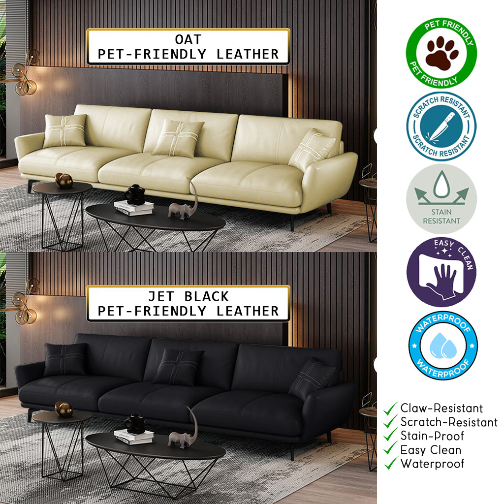 Nordic Inspired Sofa Set In 4 Color Choices Of Premium P.U Leather Upholstery w/ Pet-Friendly Option