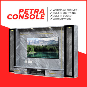 Petra Series Wall Mount TV Console Marble Finish with Light and Built-in Socket in 3 Models