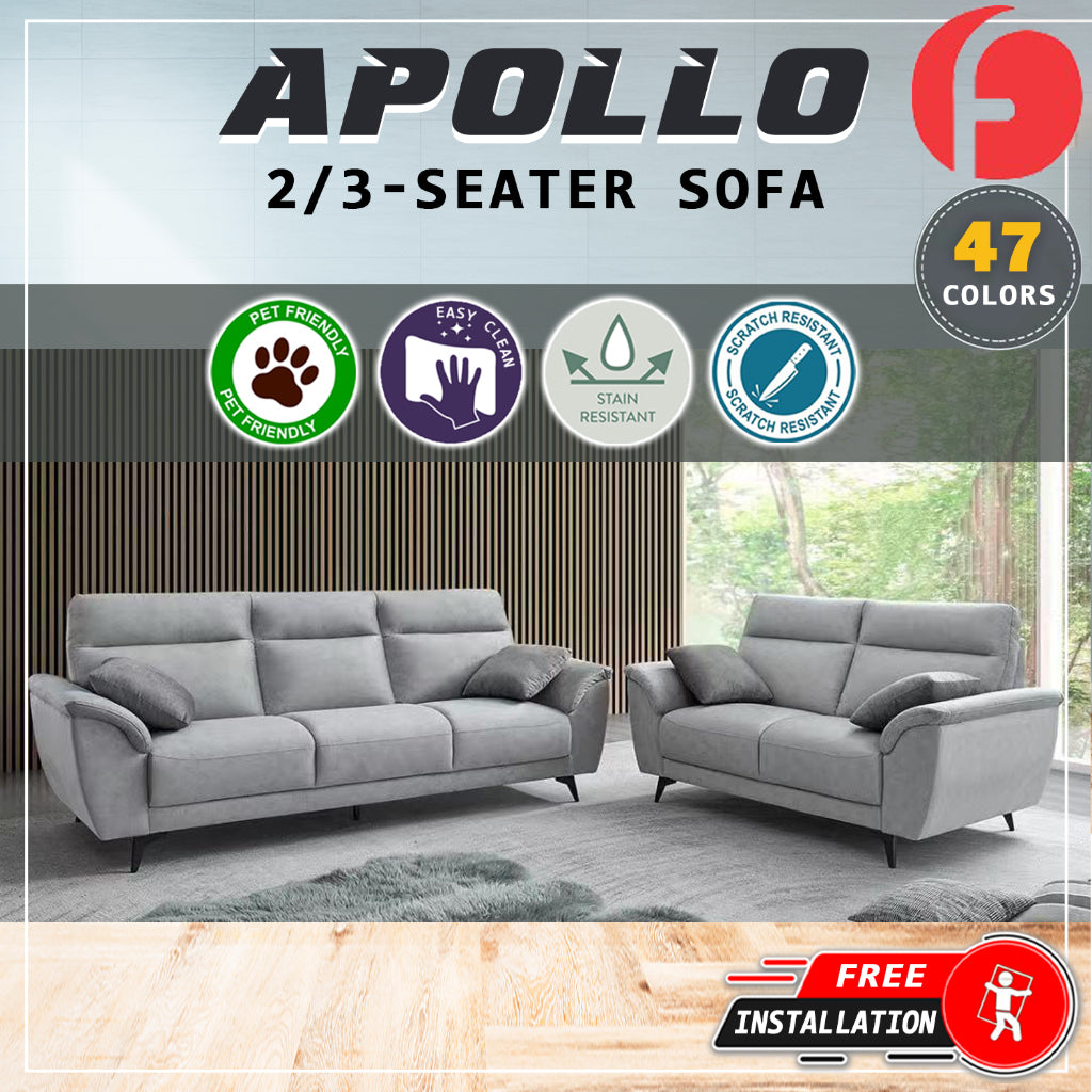 Apollo Series High Back 2/3-Seater Sofa Pocket Spring-47 Colour - w/ PetFriendly Option