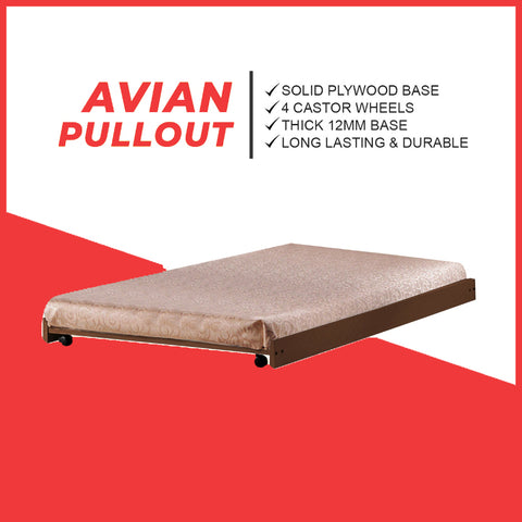 Image of Avian Single/Super Single Pull-Out Bed Frame Solid Plywood Base in White, Cappucino, Cherry Colour