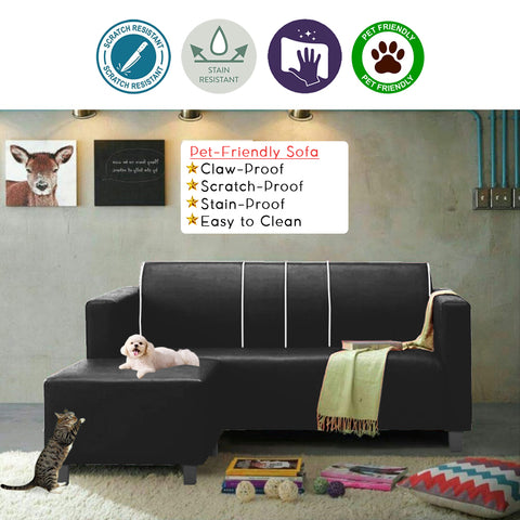 Image of James Series Leather/Pet-Friendly Fabric 3 Seater Sofa With Ottoman In 10 Colours