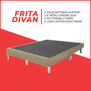 Frita Divan Bed Frame Pet Friendly Scratch-proof Fabric 12 Colours - All Sizes Available