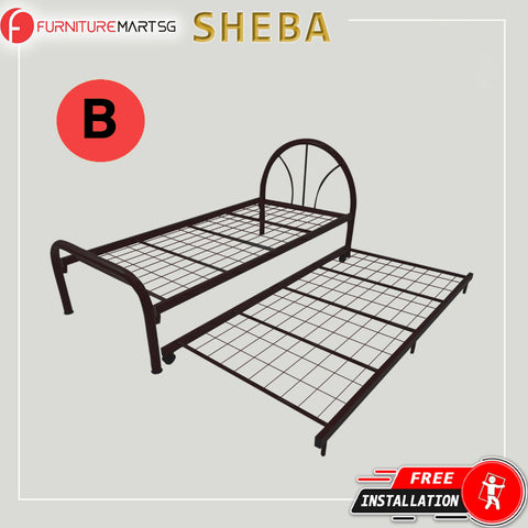 Image of Sheba Series 2 Single Metal Bed Frame with Trundle Set - Optional Mattress Add On Available