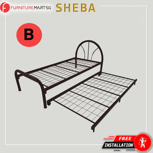 Sheba Series 2 Single Metal Bed Frame with Trundle Set - Optional Mattress Add On Available