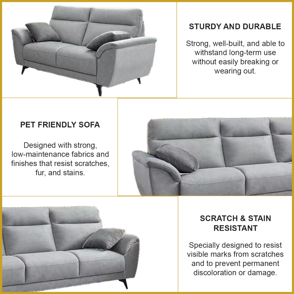 Apollo Series High Back 2/3-Seater Sofa Pocket Spring-47 Colour - w/ PetFriendly Option