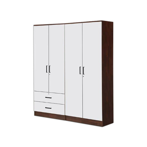 Image of Berlin Series 4 Door with Drawers Soft Closing Wardrobe in Cherry Oak + White Colour