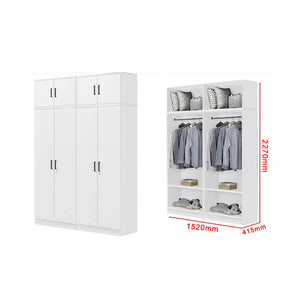 Cyprus Series 4 Door Tall Wardrobe with Top Cabinet in Full White Colour