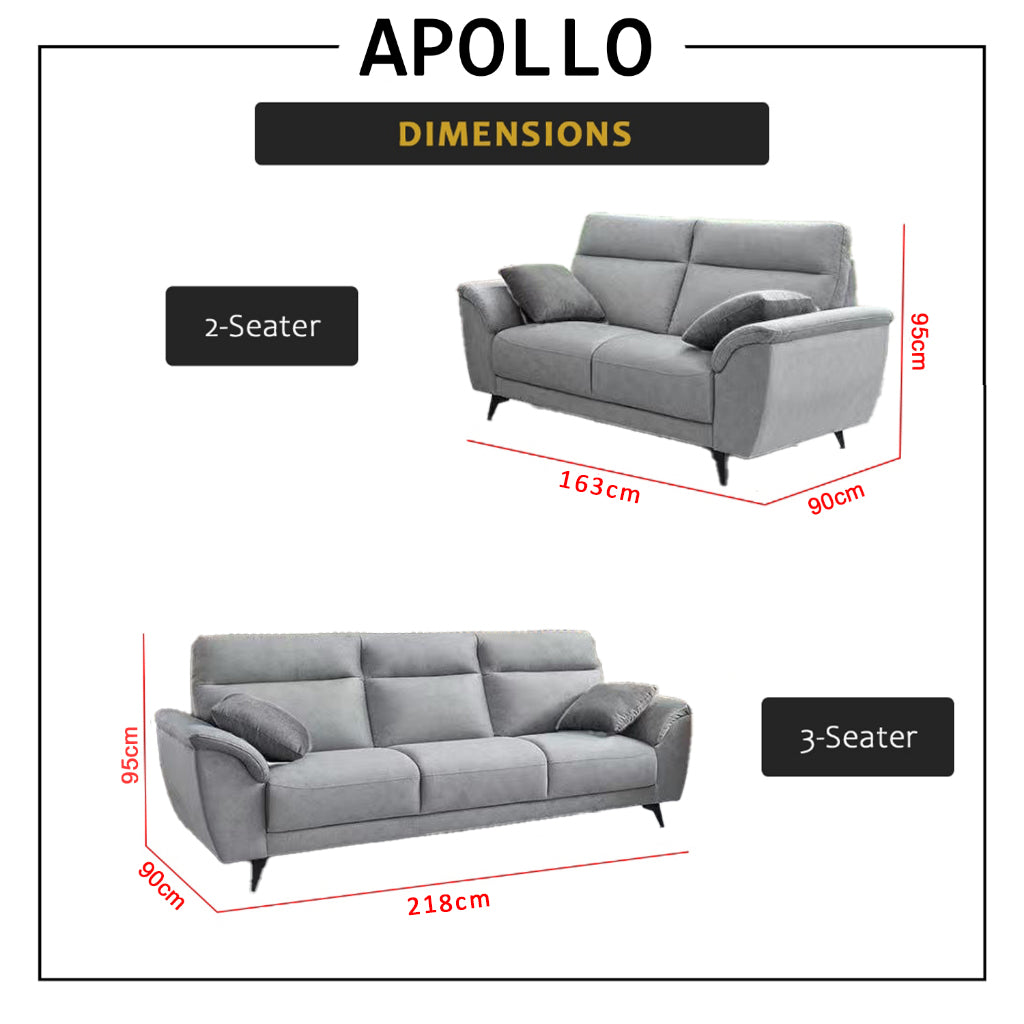 Apollo Series High Back 2/3-Seater Sofa Pocket Spring-47 Colour - w/ PetFriendly Option
