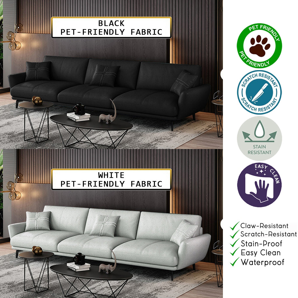 Nordic Inspired Sofa Set In 4 Color Choices Of Premium P.U Leather Upholstery w/ Pet-Friendly Option