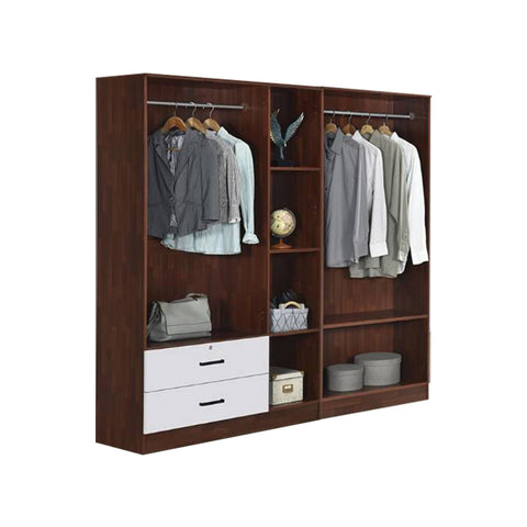 Image of Berlin Series 5 Door with 2 Drawers Soft Closing Wardrobe in Cherry Oak + White Colour