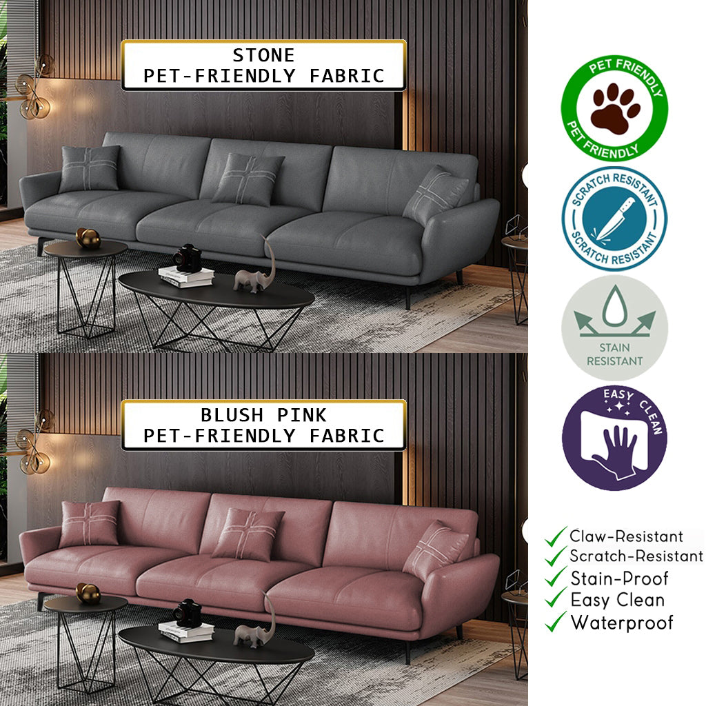 Nordic Inspired Sofa Set In 4 Color Choices Of Premium P.U Leather Upholstery w/ Pet-Friendly Option