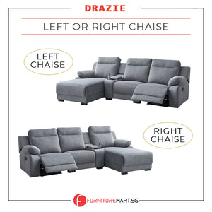 Drazie Pet-Friendly L-shaped Reclining Sofa Pocketed Spring Seat in Grey Colour