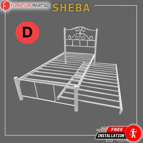 Image of Sheba Series 4 Single Metal Bed Frame with Trundle Set - Optional Mattress Add On Available
