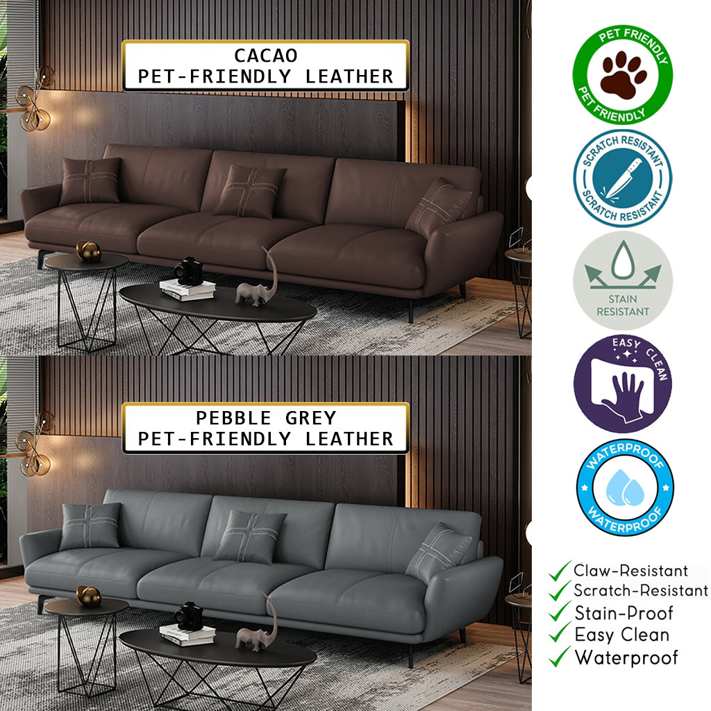 Nordic Inspired Sofa Set In 4 Color Choices Of Premium P.U Leather Upholstery w/ Pet-Friendly Option
