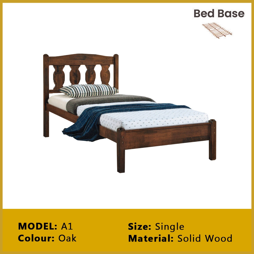 Riese Single Pull-Out Bedframe MDF+Veneer Wood Slatted Base