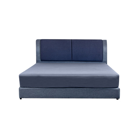 Image of Rinoa Series 1 Woven Fabric Divan Bed Frame in Dark Navy with Grey Colour - All Sizes Available