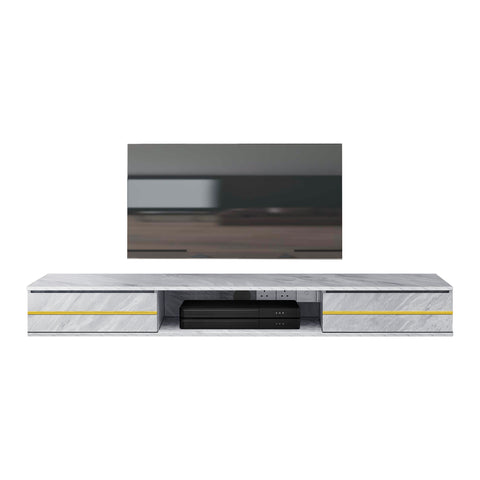 Image of Garnet Series 1 Floating TV Console with Built-in Socket in Marble White Colour