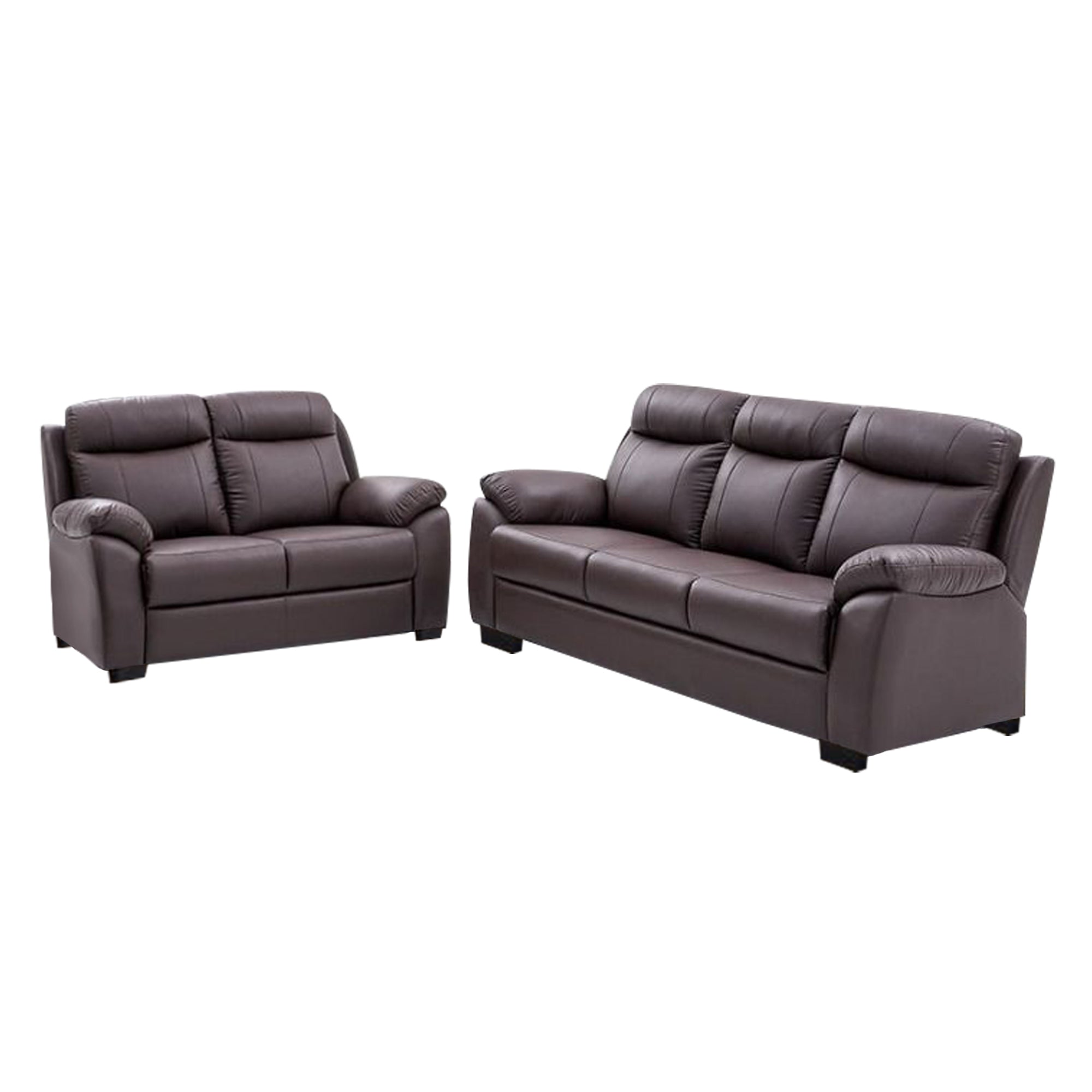 Janie Single Recliner with 2+3-Seater Sofa Set PU Leather in Brown Colour