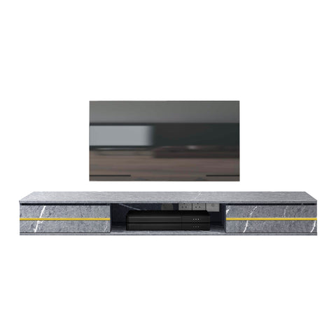 Image of Garnet Series 2 Floating TV Console with Built-in Socket in Marble Grey Colour