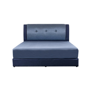 Rinoa Series 2 Woven Fabric Divan Bed Frame in Dark Navy with Grey Colour - All Sizes Available