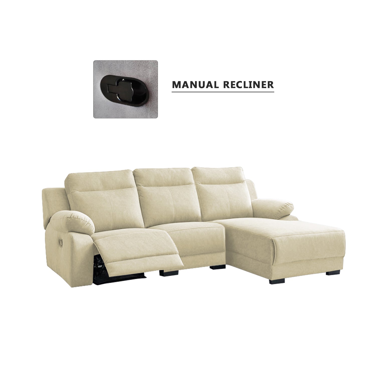 Drazie L-shaped Reclining Sofa Pocketed Spring & Coffee Table in Claw Resistant Pet-Friendly Fabric/Leather