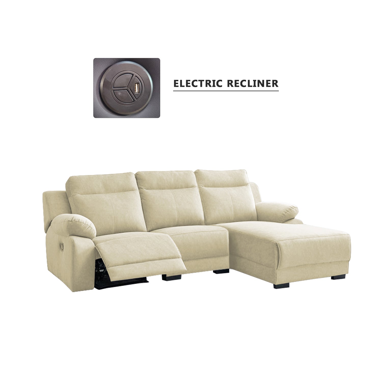Drazie L-shaped Reclining Sofa Pocketed Spring & Coffee Table in Claw Resistant Pet-Friendly Fabric/Leather