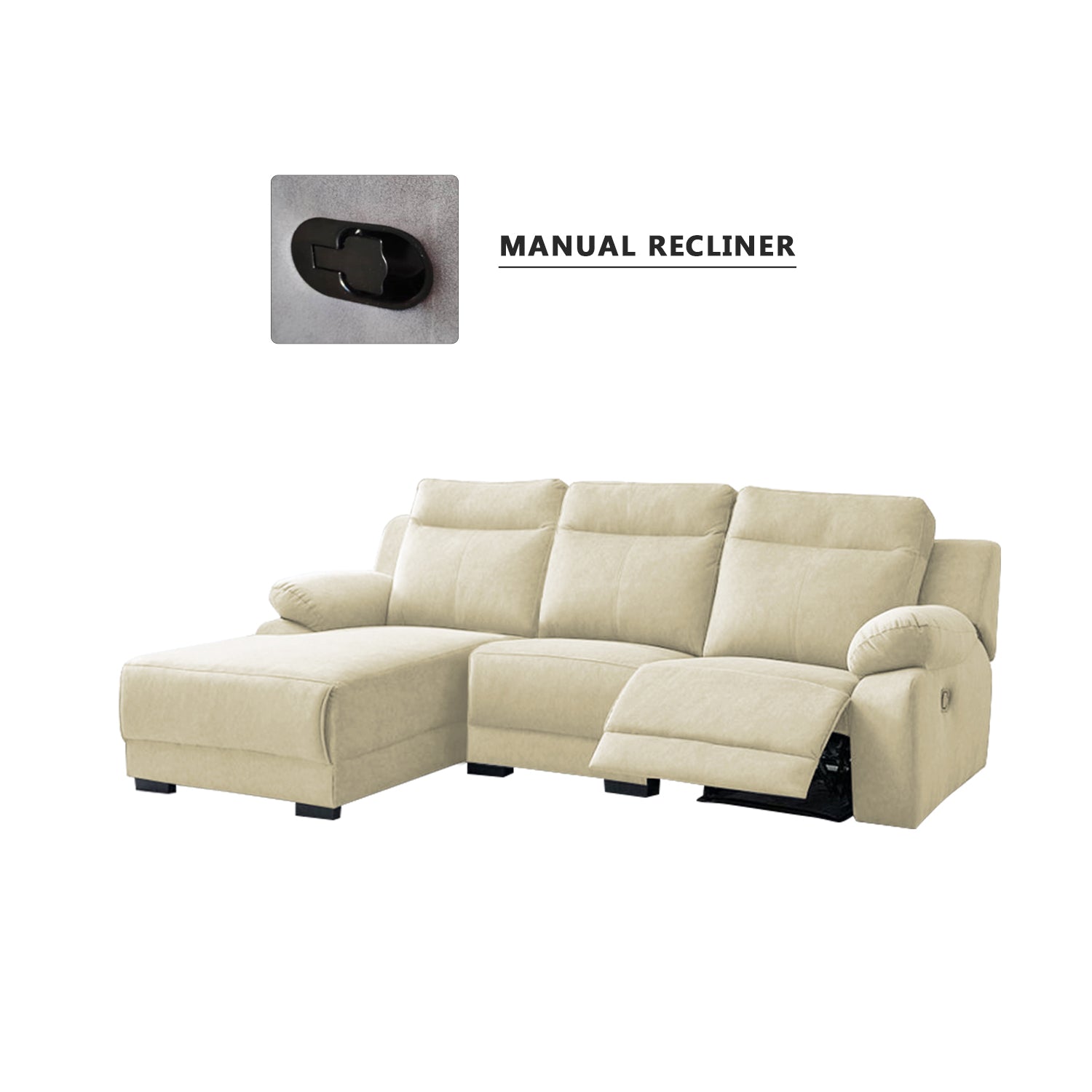 Drazie L-shaped Reclining Sofa Pocketed Spring & Coffee Table in Claw Resistant Pet-Friendly Fabric/Leather