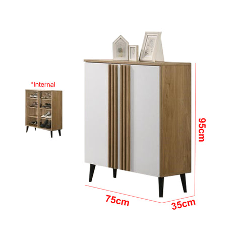 Image of Howzer Series 3 Shoe Cabinet Collection in Natural + White Colour